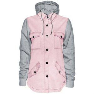 Saga Outerwear Women's Eleanor Insulated Jacket Pink Grey Zip Hoodie Size S